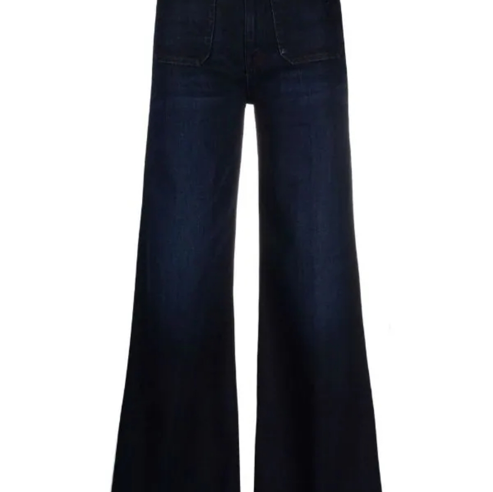 MOTHER doozy black denim high rise wide leg flare bell bottom jean pants